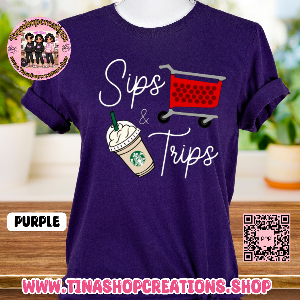 Diseño de compras para amantes del café Sips and Trips, camisetas con gráficos: disponibles en camiseta, suéter o sudadera con capucha