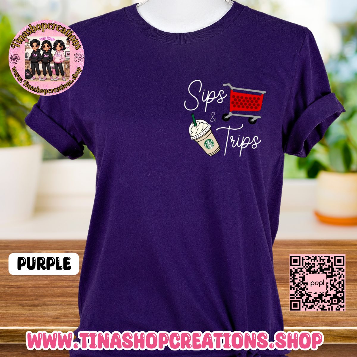 Diseño de compras para amantes del café Sips and Trips, camisetas con gráficos: disponibles en camiseta, suéter o sudadera con capucha