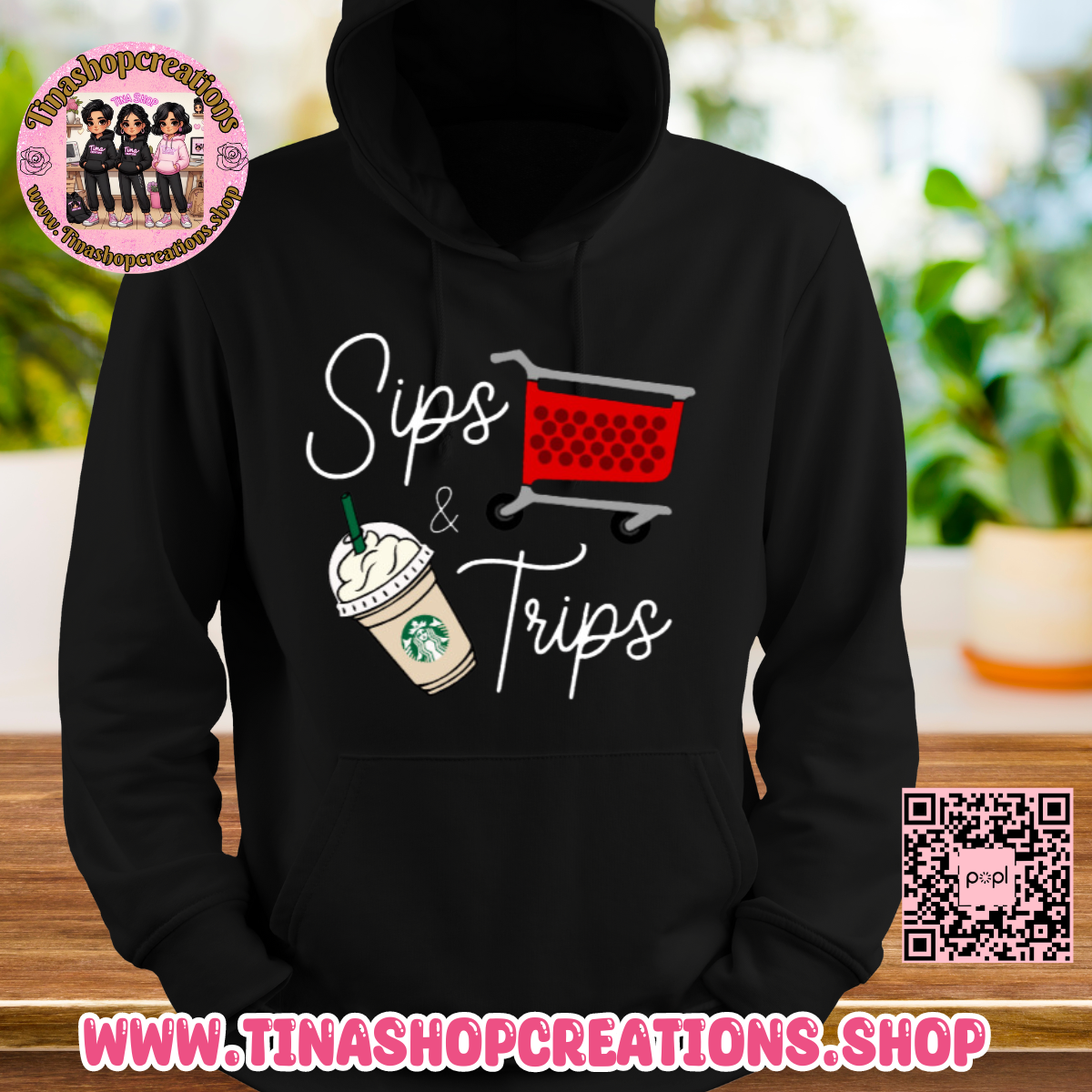 Diseño de compras para amantes del café Sips and Trips, camisetas con gráficos: disponibles en camiseta, suéter o sudadera con capucha