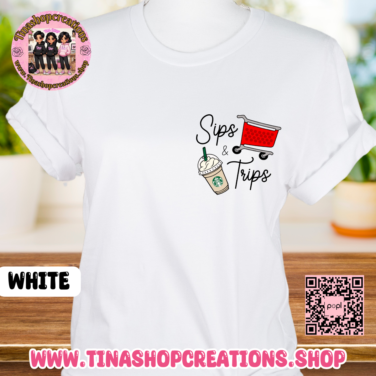 Diseño de compras para amantes del café Sips and Trips, camisetas con gráficos: disponibles en camiseta, suéter o sudadera con capucha