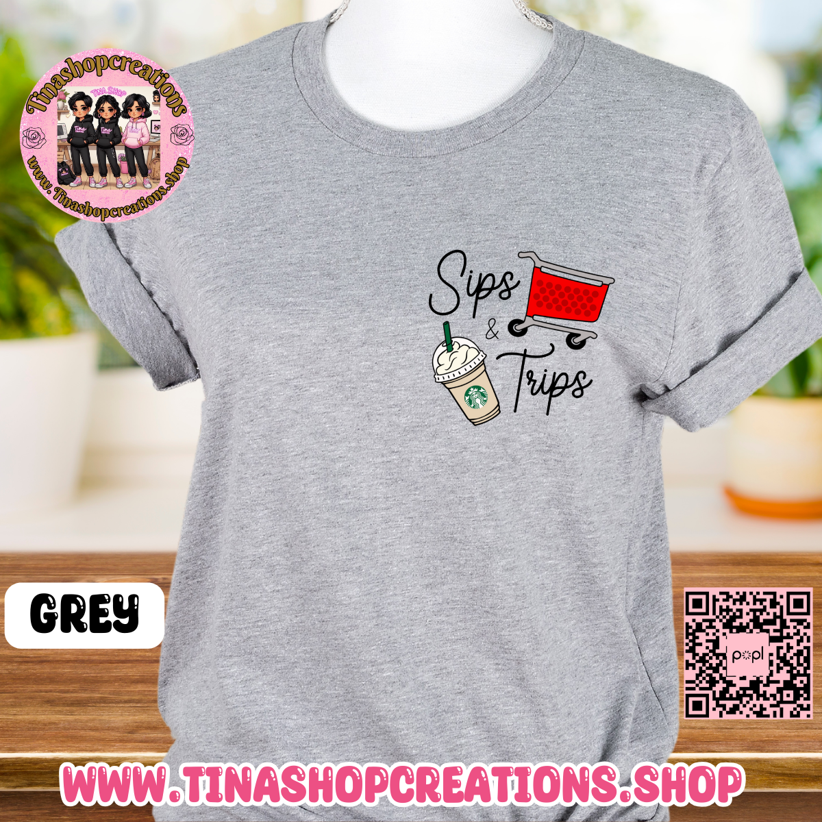 Diseño de compras para amantes del café Sips and Trips, camisetas con gráficos: disponibles en camiseta, suéter o sudadera con capucha