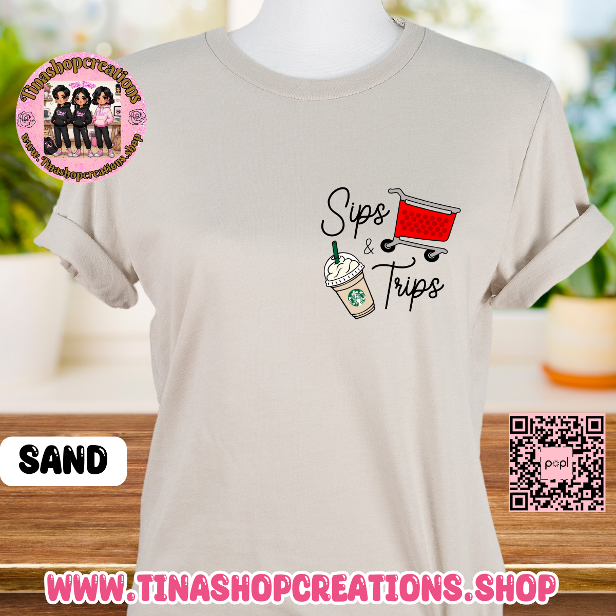 Diseño de compras para amantes del café Sips and Trips, camisetas con gráficos: disponibles en camiseta, suéter o sudadera con capucha