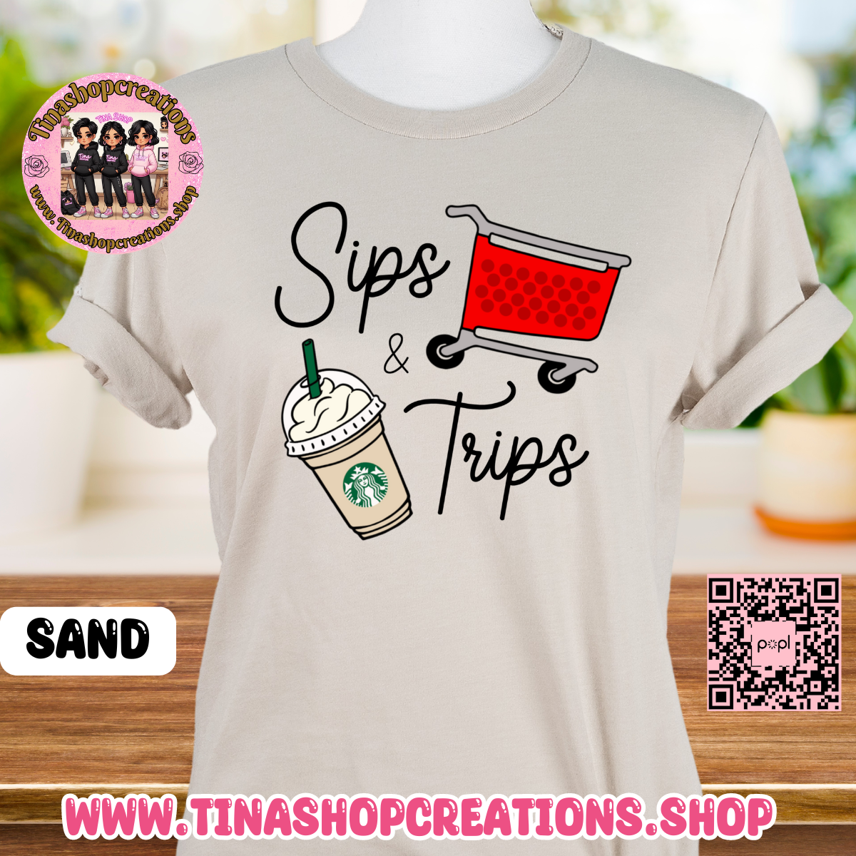 Diseño de compras para amantes del café Sips and Trips, camisetas con gráficos: disponibles en camiseta, suéter o sudadera con capucha