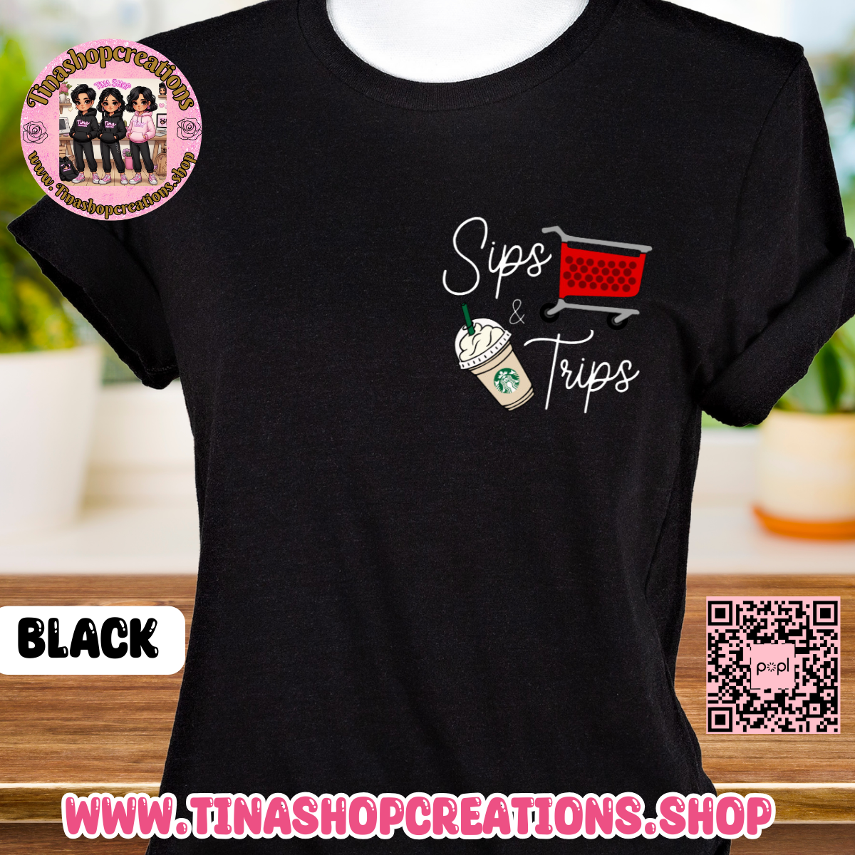 Diseño de compras para amantes del café Sips and Trips, camisetas con gráficos: disponibles en camiseta, suéter o sudadera con capucha