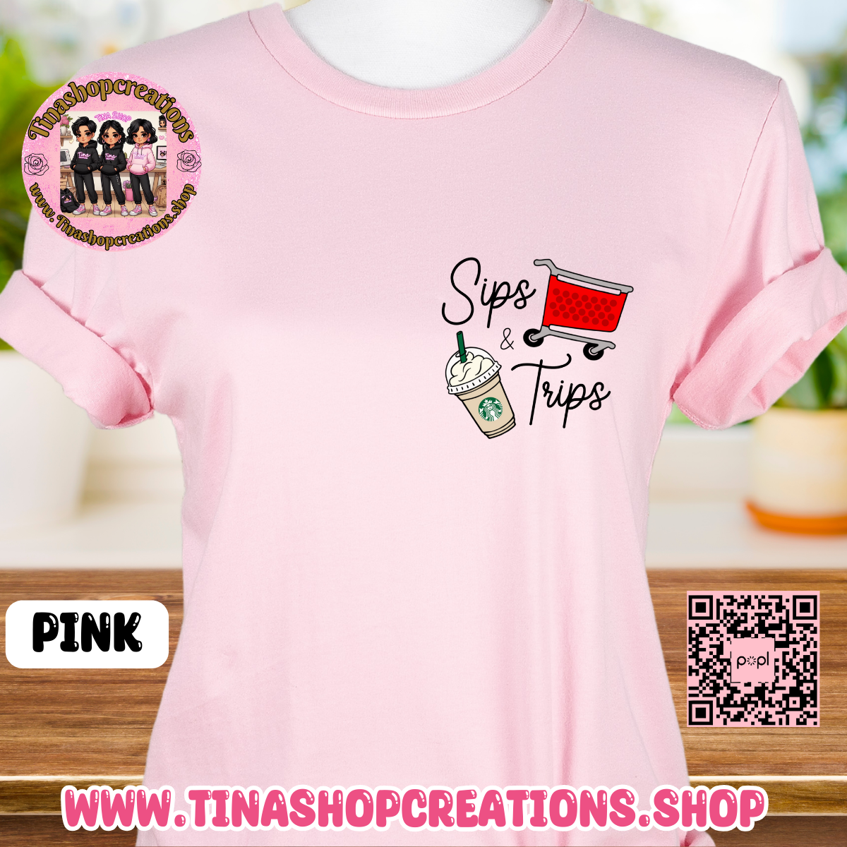 Diseño de compras para amantes del café Sips and Trips, camisetas con gráficos: disponibles en camiseta, suéter o sudadera con capucha