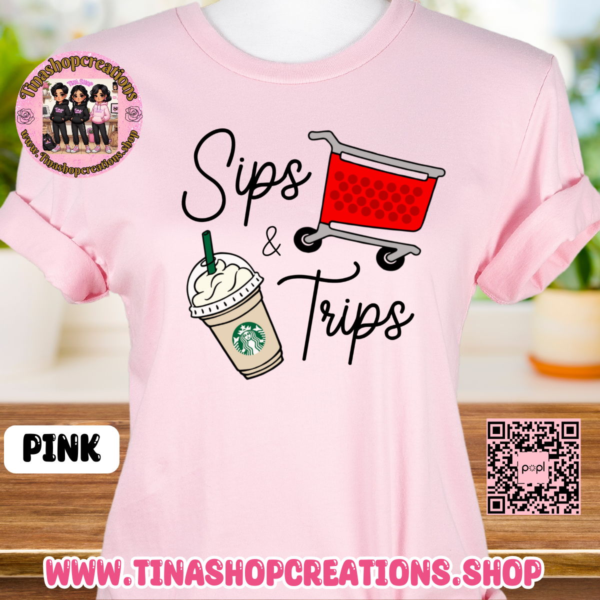 Diseño de compras para amantes del café Sips and Trips, camisetas con gráficos: disponibles en camiseta, suéter o sudadera con capucha