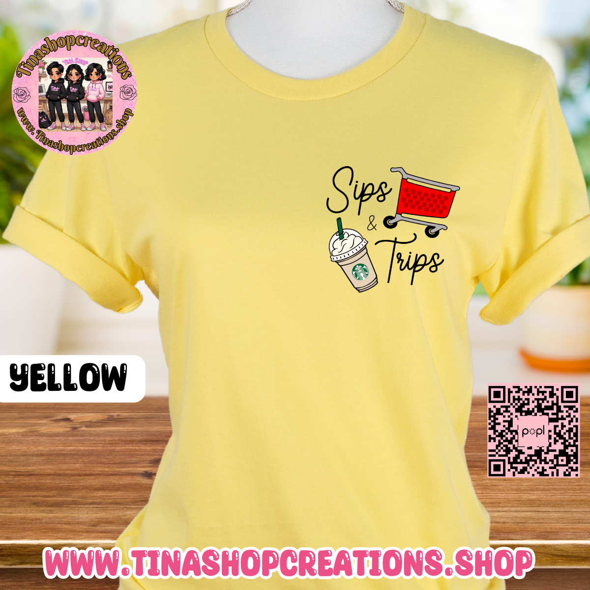 Diseño de compras para amantes del café Sips and Trips, camisetas con gráficos: disponibles en camiseta, suéter o sudadera con capucha