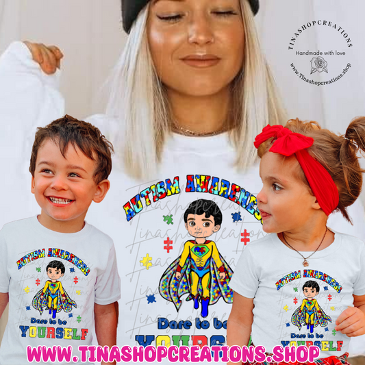 Camiseta de superhéroe de concienciación sobre el autismo - Atrévete a ser tú mismo