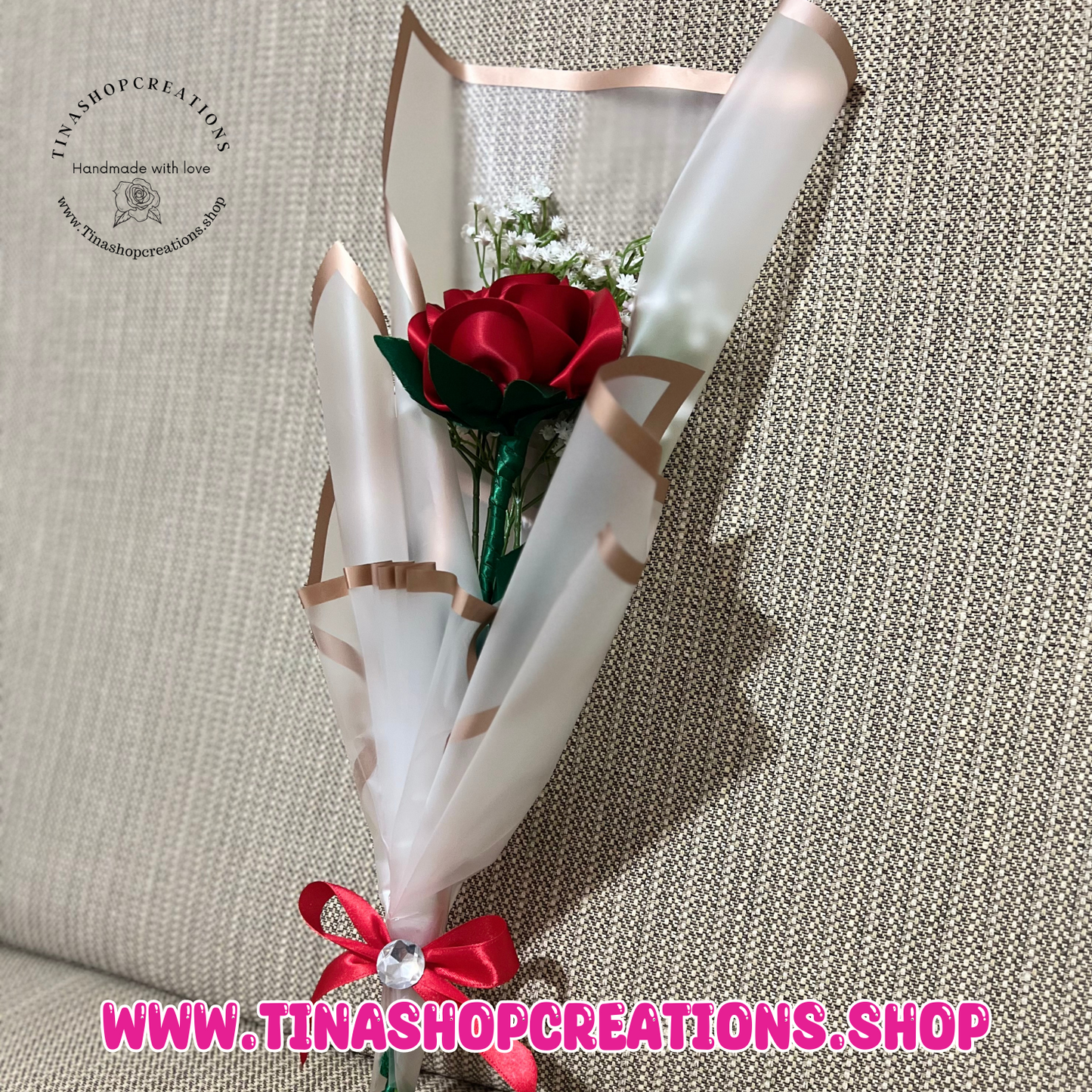 Elegante rosa eterna satinada, tallo de 15 pulgadas de largo, ideal para bodas, cumpleaños y ocasiones especiales