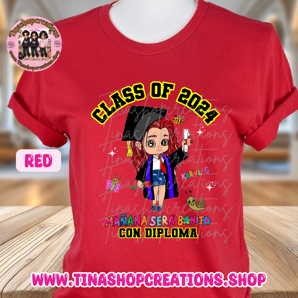 Ropa de graduación personalizada inspirada en Karol G: diseño unisex con nombre y año de clase, clase de 2024,