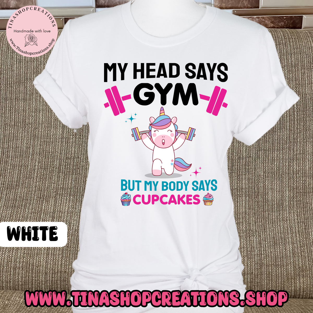 Mi cabeza dice gimnasio pero mi cuerpo dice cupcakes-divertida camiseta de entrenamiento