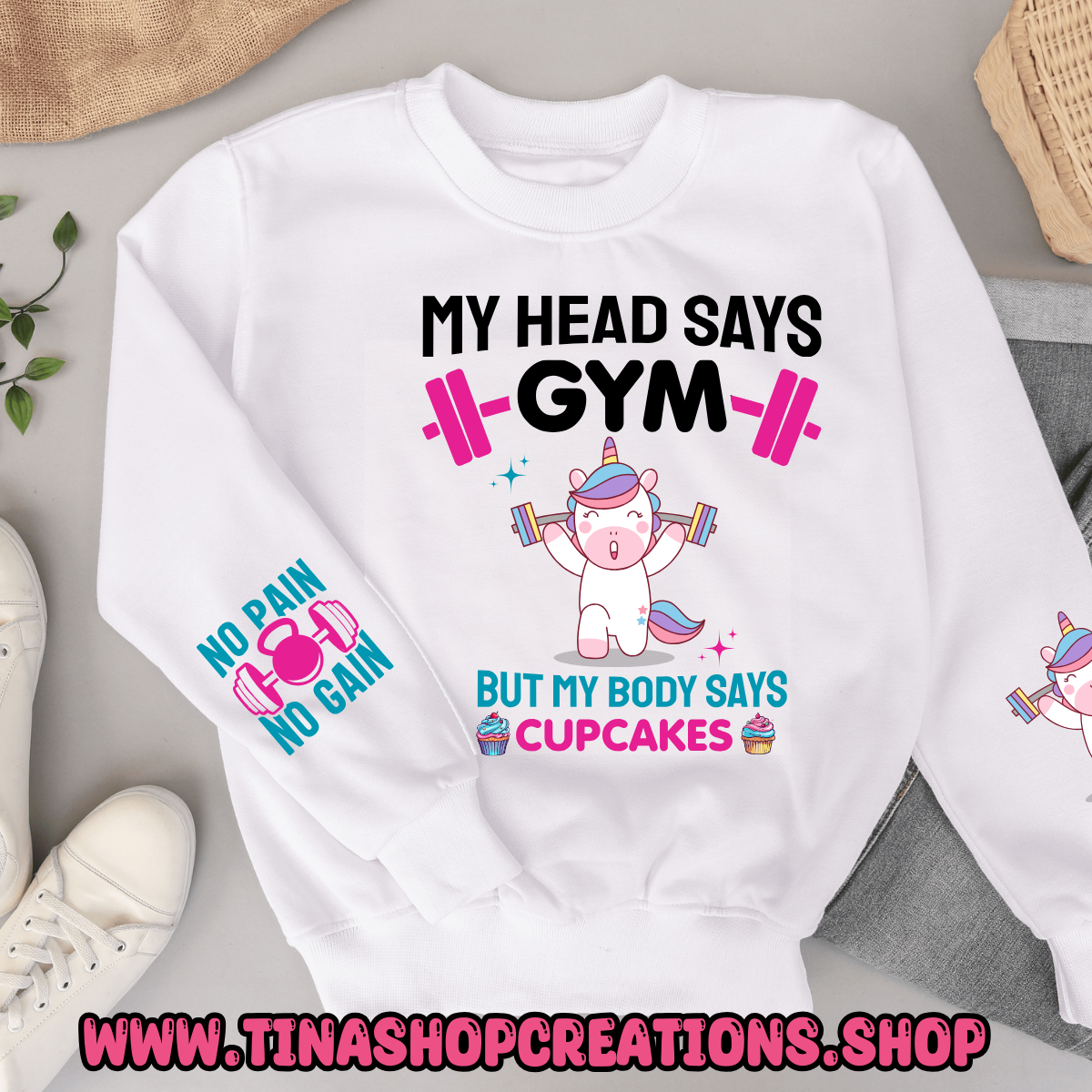 Mi cabeza dice gimnasio pero mi cuerpo dice cupcakes-divertida camiseta de entrenamiento