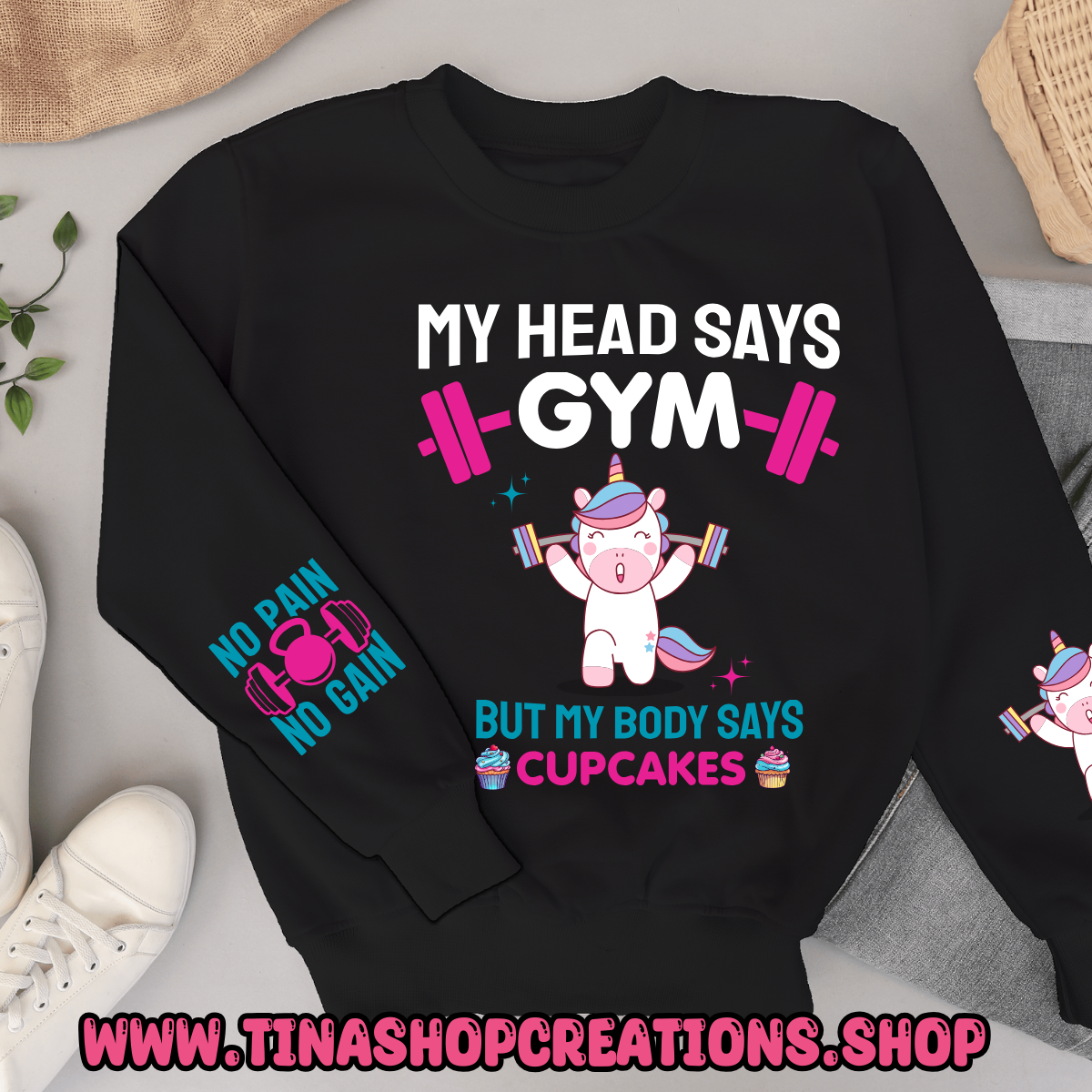 Mi cabeza dice gimnasio pero mi cuerpo dice cupcakes-divertida camiseta de entrenamiento