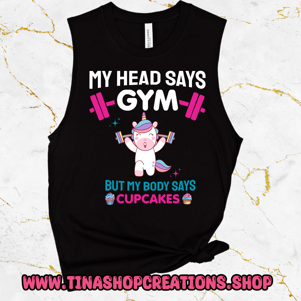 Mi cabeza dice gimnasio pero mi cuerpo dice cupcakes-divertida camiseta de entrenamiento