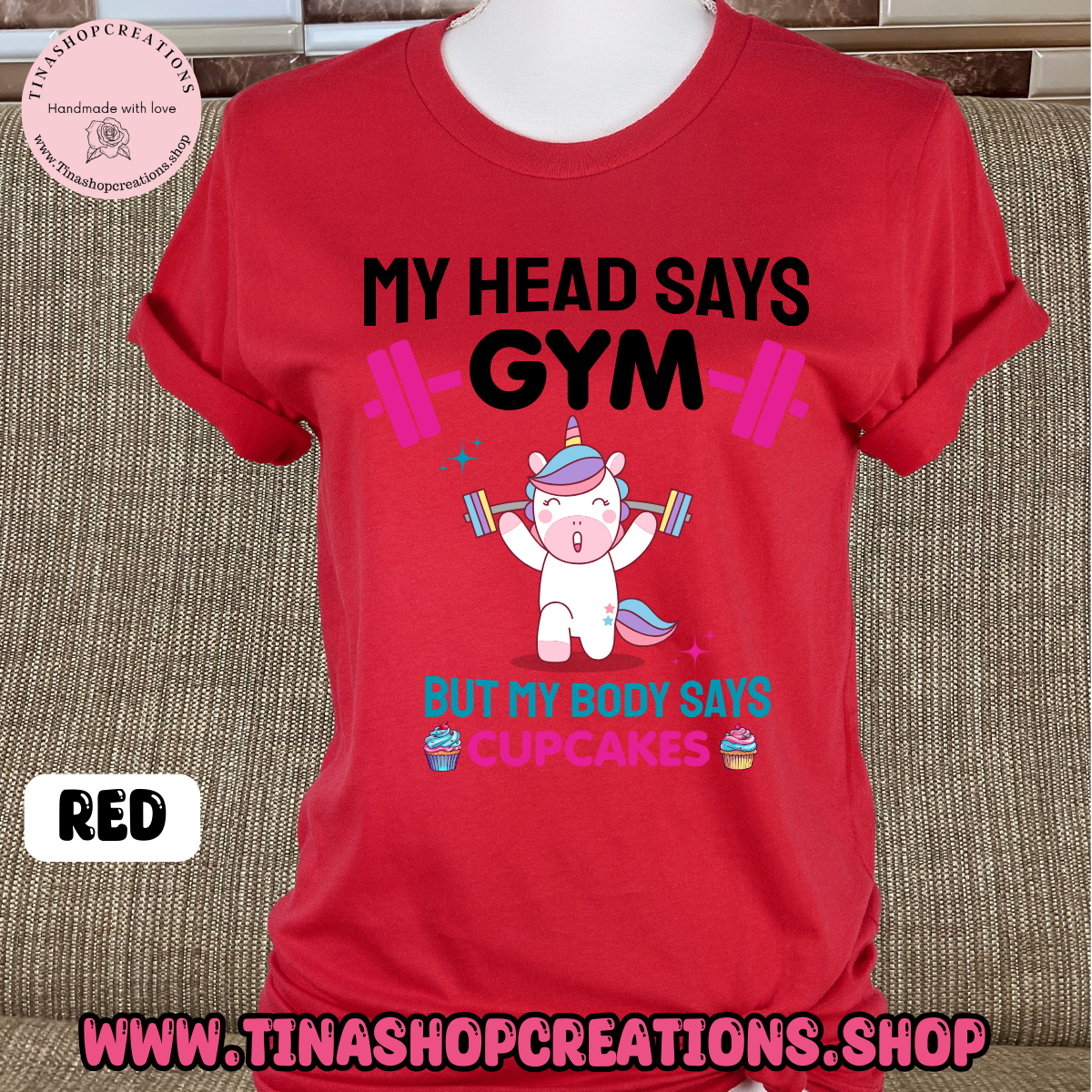 Mi cabeza dice gimnasio pero mi cuerpo dice cupcakes-divertida camiseta de entrenamiento