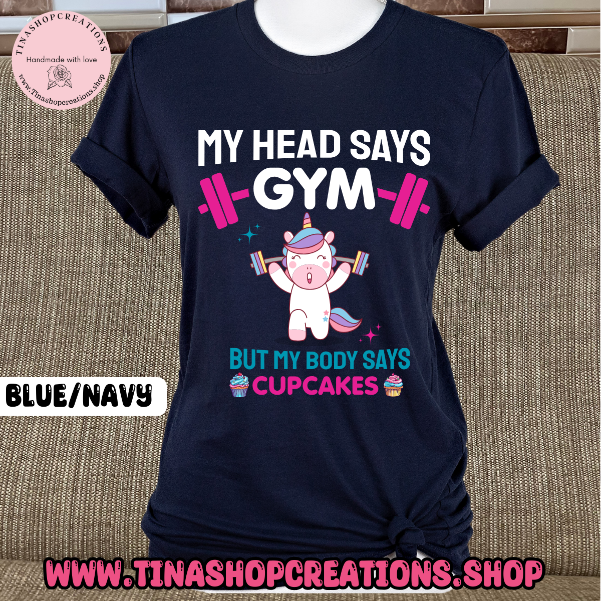 Mi cabeza dice gimnasio pero mi cuerpo dice cupcakes-divertida camiseta de entrenamiento