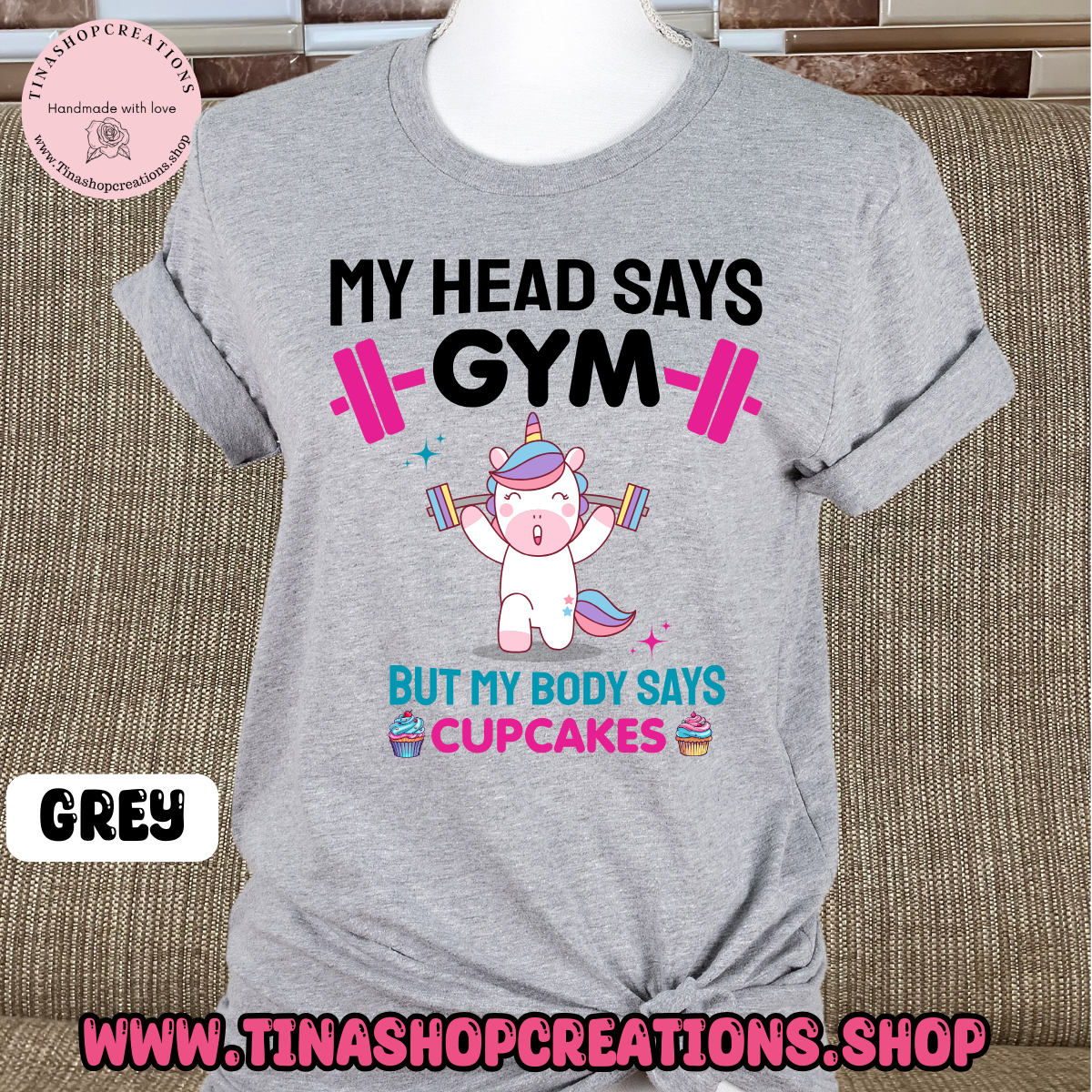 Mi cabeza dice gimnasio pero mi cuerpo dice cupcakes-divertida camiseta de entrenamiento