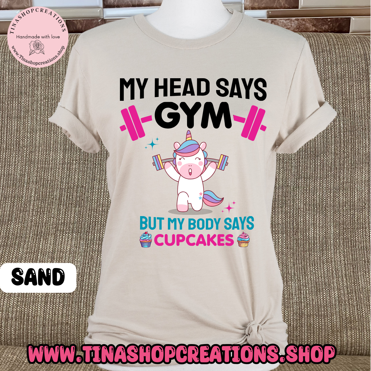 Mi cabeza dice gimnasio pero mi cuerpo dice cupcakes-divertida camiseta de entrenamiento