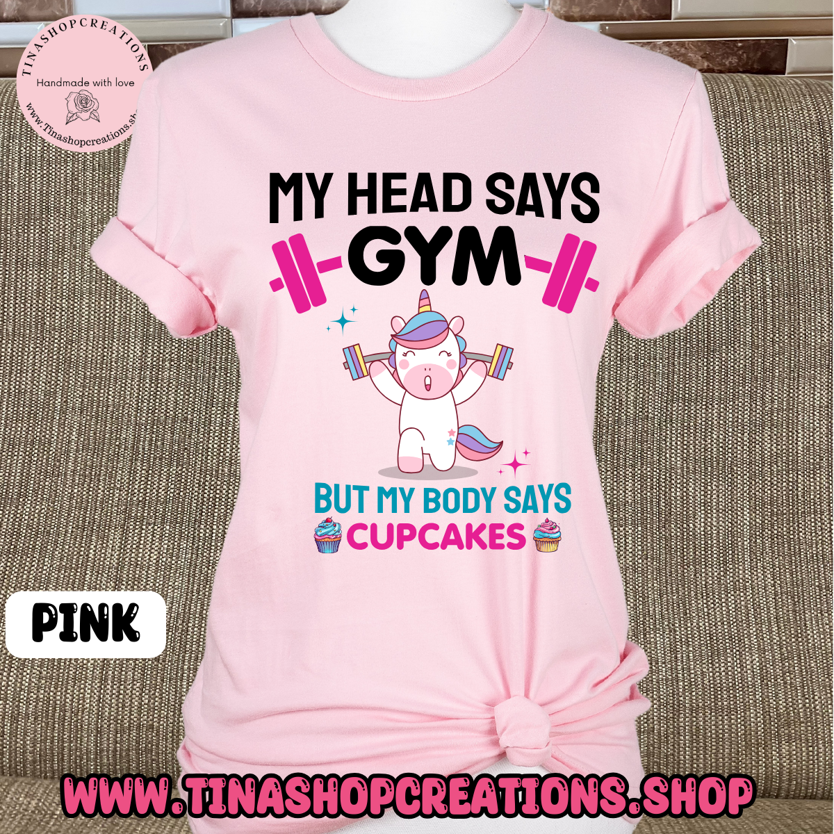 Mi cabeza dice gimnasio pero mi cuerpo dice cupcakes-divertida camiseta de entrenamiento