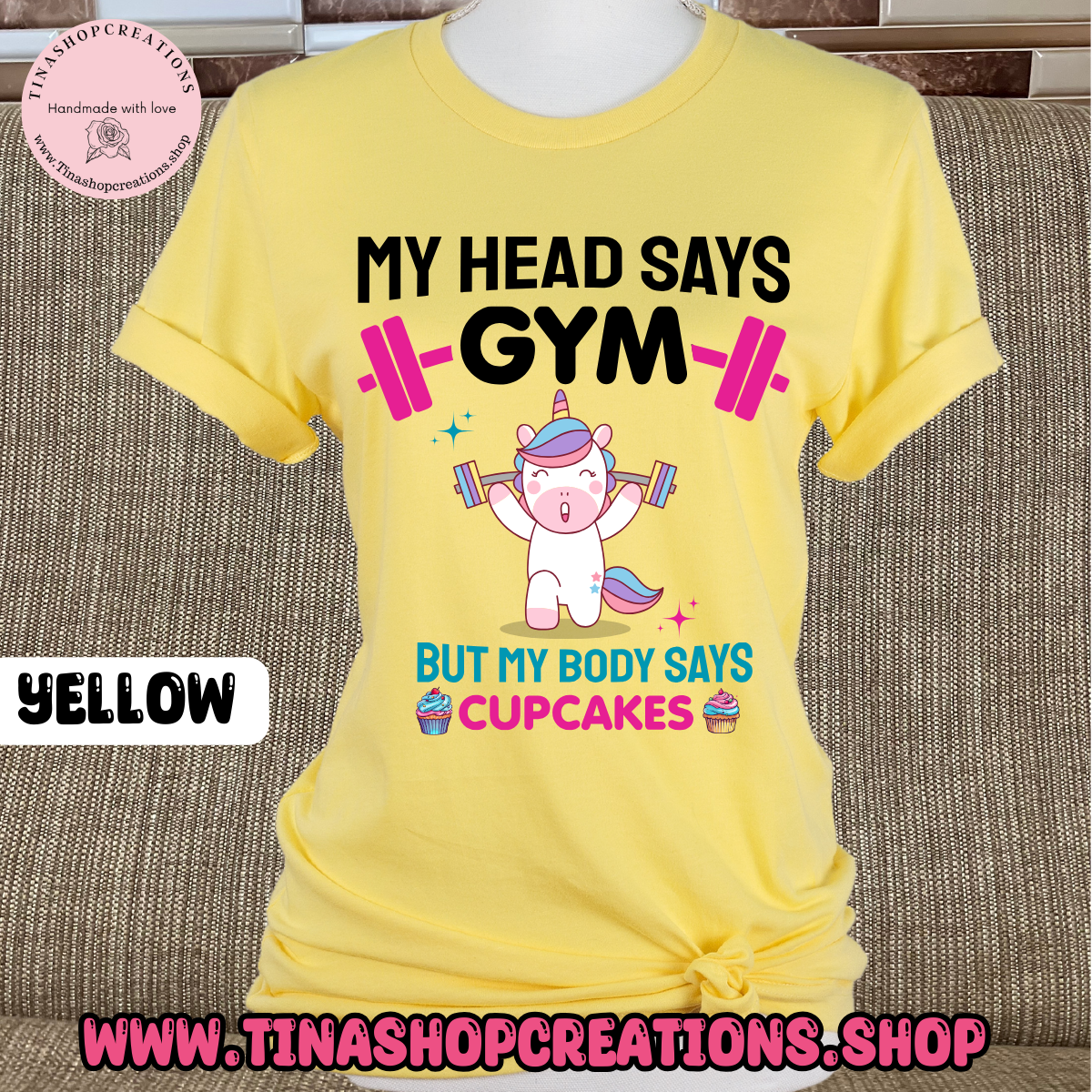 Mi cabeza dice gimnasio pero mi cuerpo dice cupcakes-divertida camiseta de entrenamiento