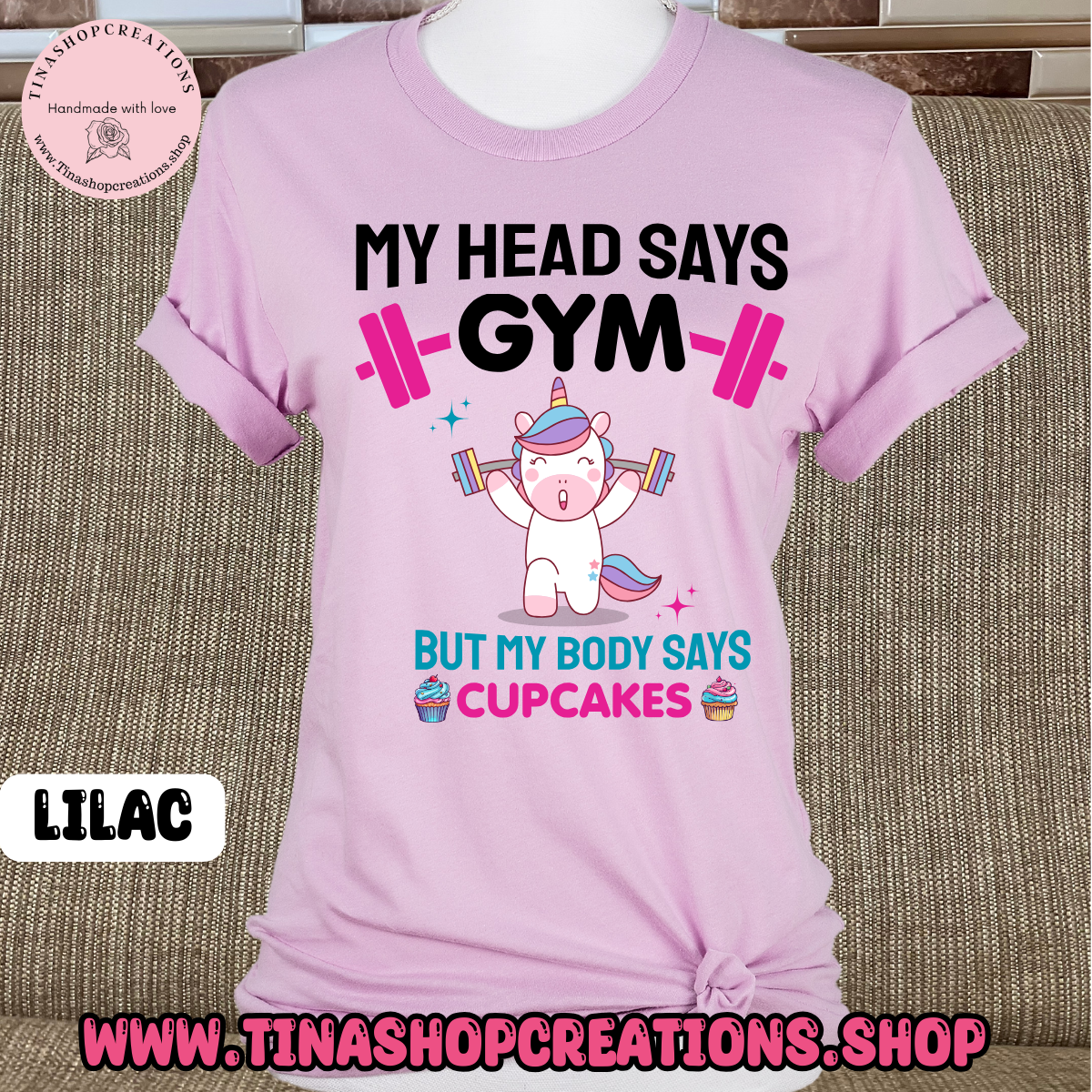 Mi cabeza dice gimnasio pero mi cuerpo dice cupcakes-divertida camiseta de entrenamiento