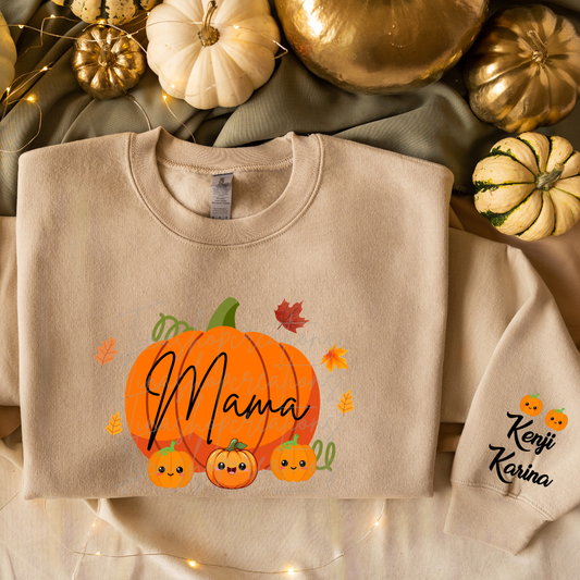 Diseño personalizado de otoño de mamá calabaza - Personalizable con nombres de niños - Camiseta, sudadera, sudadera con capucha