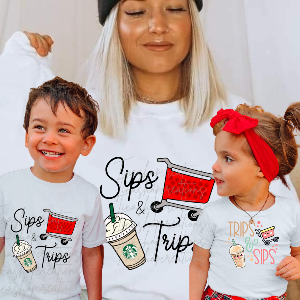 Sips and trips Camisas a juego familiares